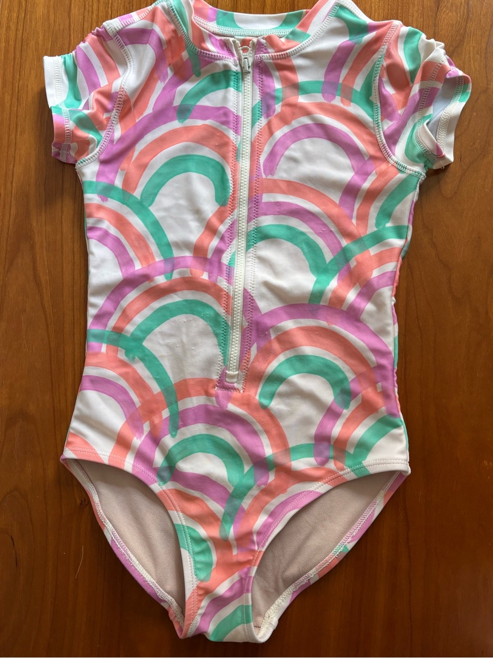 Tea Collection Girls White Rash Guard Swimsuit Size 7